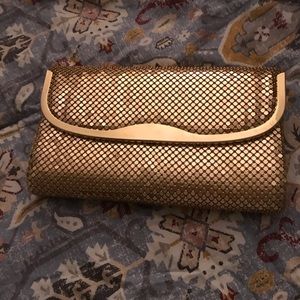 Gold mesh clutch purse